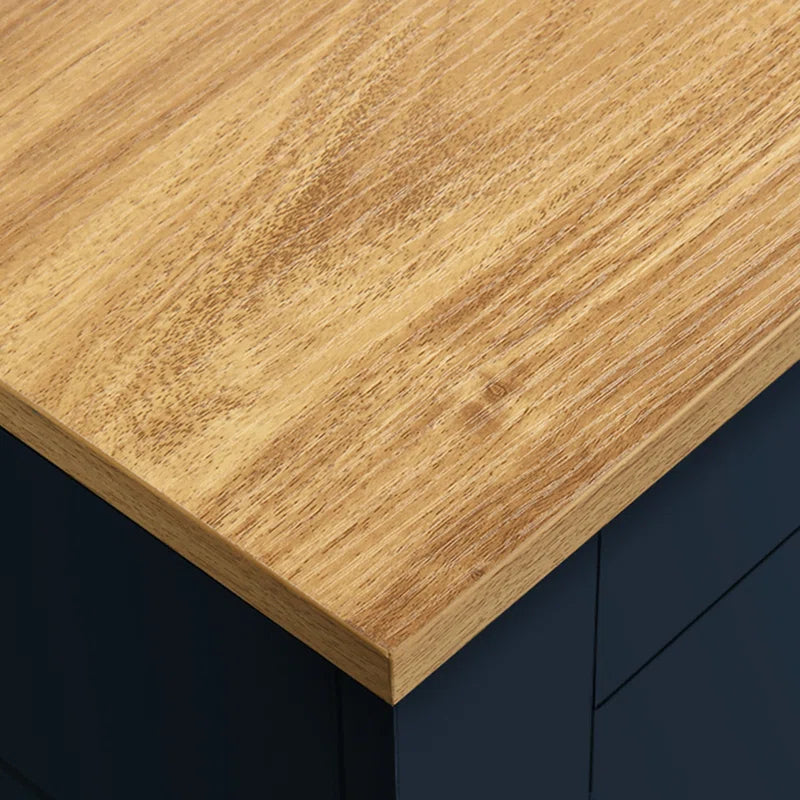 Cushing Rolling Kitchen Island with Wood Top & Trash Can Storage Cabinet