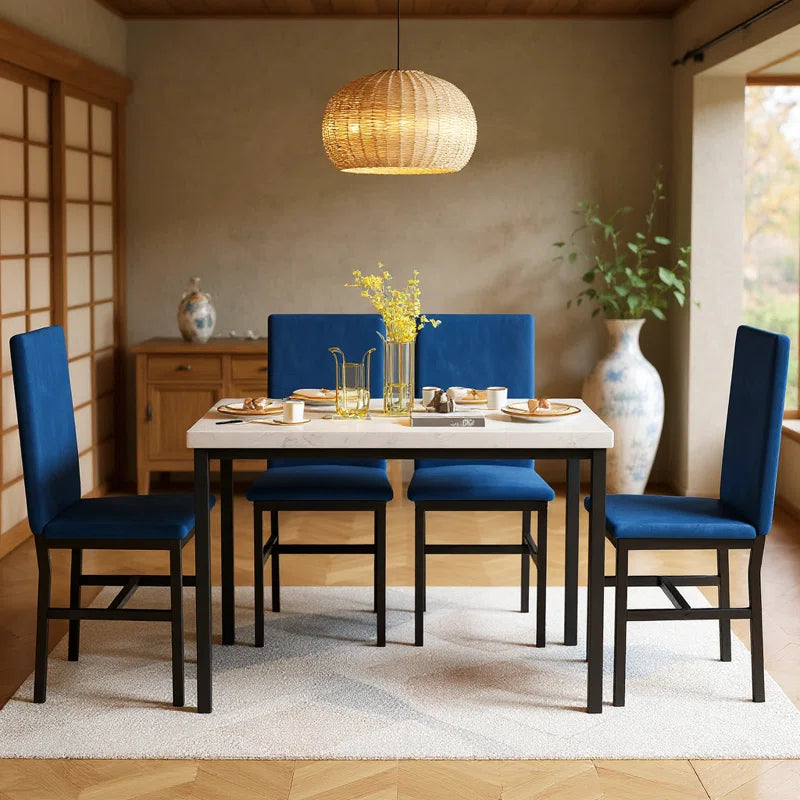 Janece 5 - Piece Dining Set with Velvet Upholstered Dining Chairs