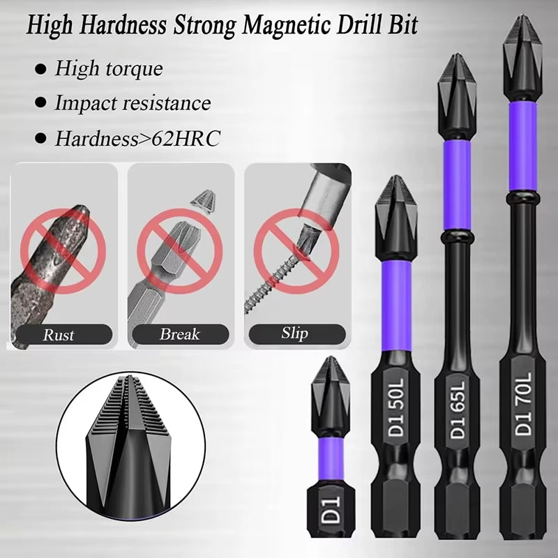 6/12 PCS Magnetic Screwdriver Bits Non-Slip Shockproof Phillips Impact Bits Hex Shank Alloy Steel Bits Suitable for Power Tools