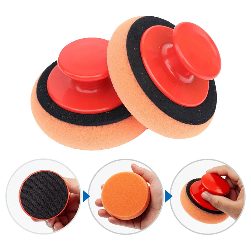 8Pcs Car Waxing Sponge Polish Pads Handle High Density Buffing Wipe Polisher Kit Polishing Cleaning Sponge Car Cleaning Tools