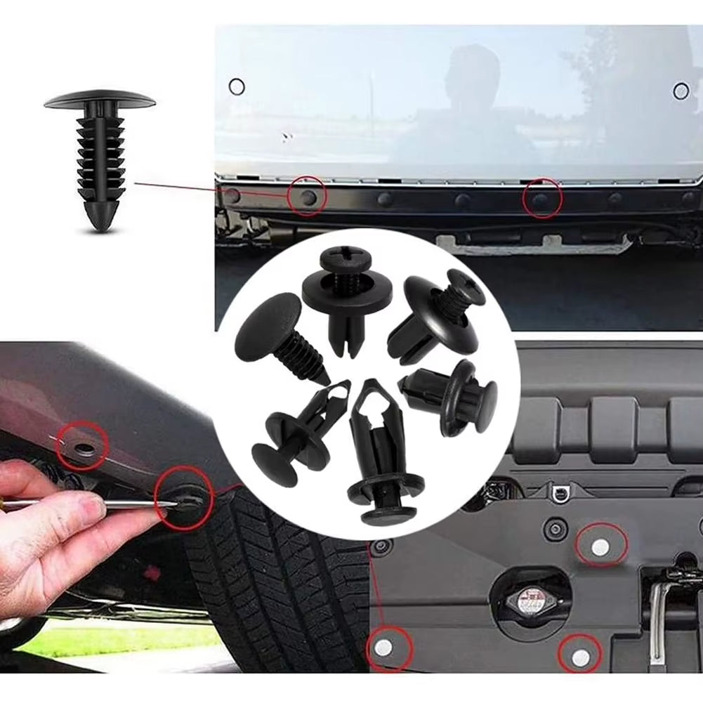 190Pcs Fastener Remover Kit 6 Size Bumper Retainer Clips Plastic Car Plastic Rivets Fasteners Door Trim Panel Fender Clips