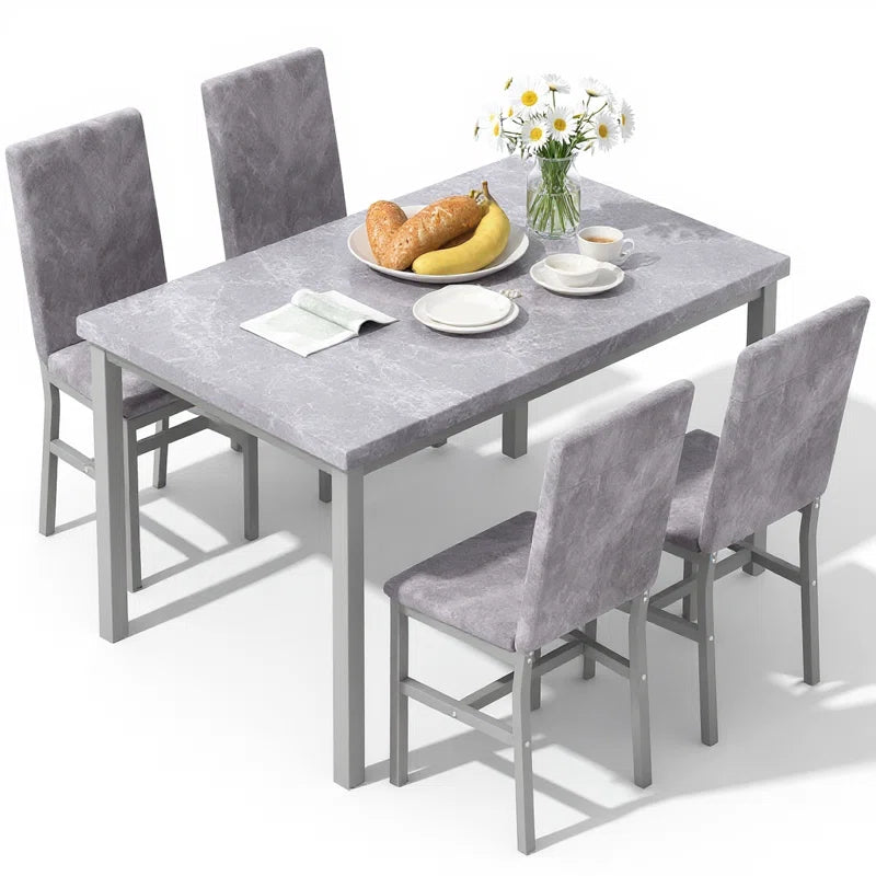 Janece 5 - Piece Dining Set with Velvet Upholstered Dining Chairs