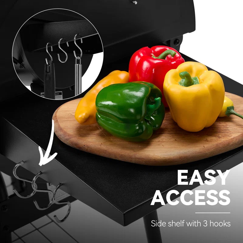 Royal Gourmet 30" Barrel Charcoal Grill with Smoker, Side Table and Cover