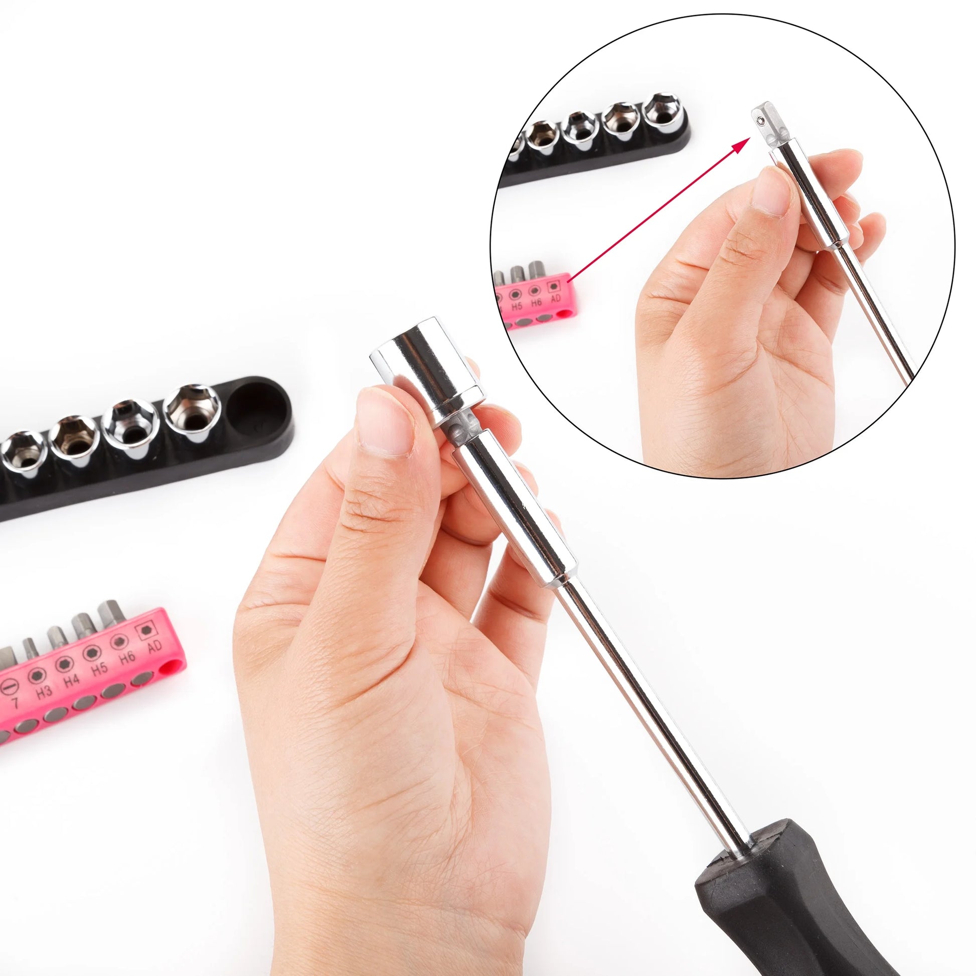 148Piece Tool Set General Household Hand Tool Kit with Plastic Toolbox Storage Case Pink