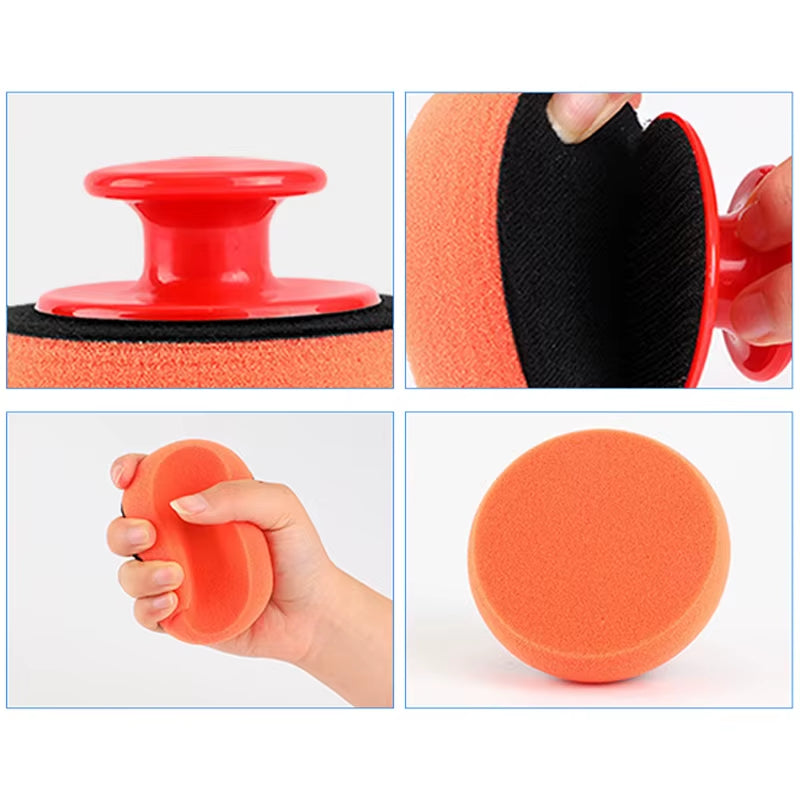 8Pcs Car Waxing Sponge Polish Pads Handle High Density Buffing Wipe Polisher Kit Polishing Cleaning Sponge Car Cleaning Tools