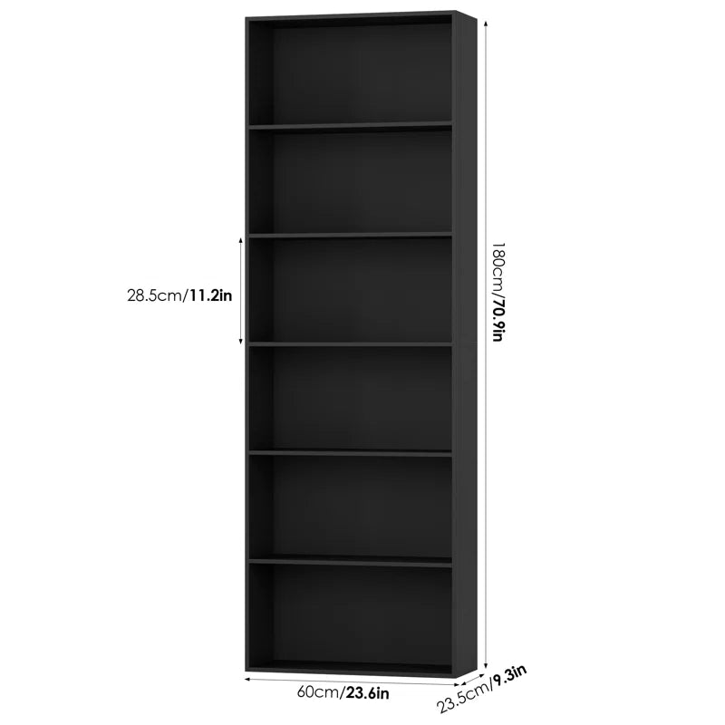 Langner 70.8" H X 23.6" W Standard Bookcase, 6-Tier Open Bookcase and Bookshelf, Freestanding Display Storage Shelves Tall Bookcase for Bedroom, Living Room and Office