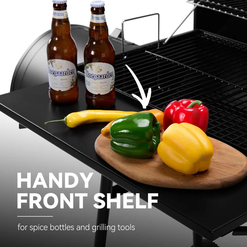 Royal Gourmet 30" Barrel Charcoal Grill with Smoker, Side Table and Cover