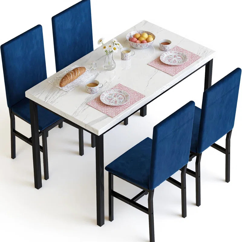 Janece 5 - Piece Dining Set with Velvet Upholstered Dining Chairs