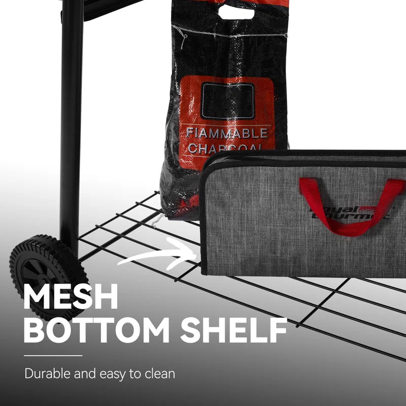 Royal Gourmet 30" Barrel Charcoal Grill with Smoker, Side Table and Cover