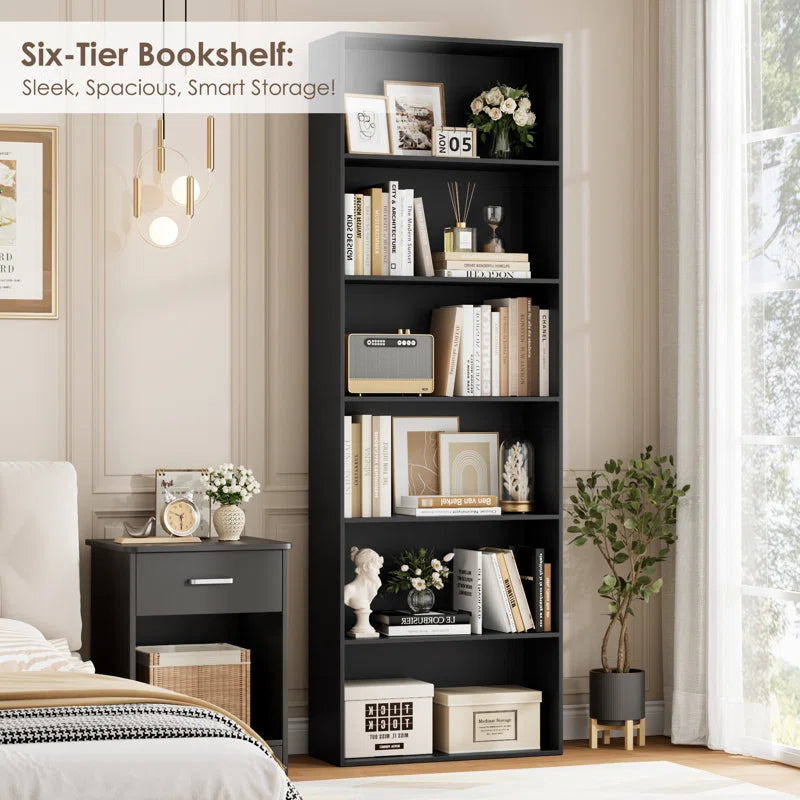 Langner 70.8" H X 23.6" W Standard Bookcase, 6-Tier Open Bookcase and Bookshelf, Freestanding Display Storage Shelves Tall Bookcase for Bedroom, Living Room and Office