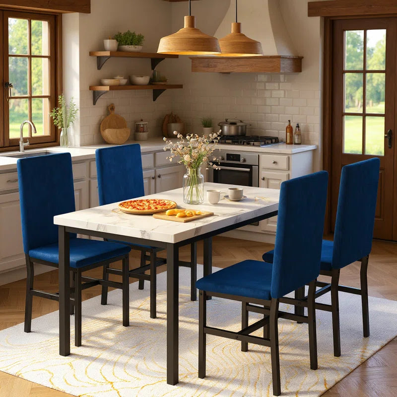 Janece 5 - Piece Dining Set with Velvet Upholstered Dining Chairs