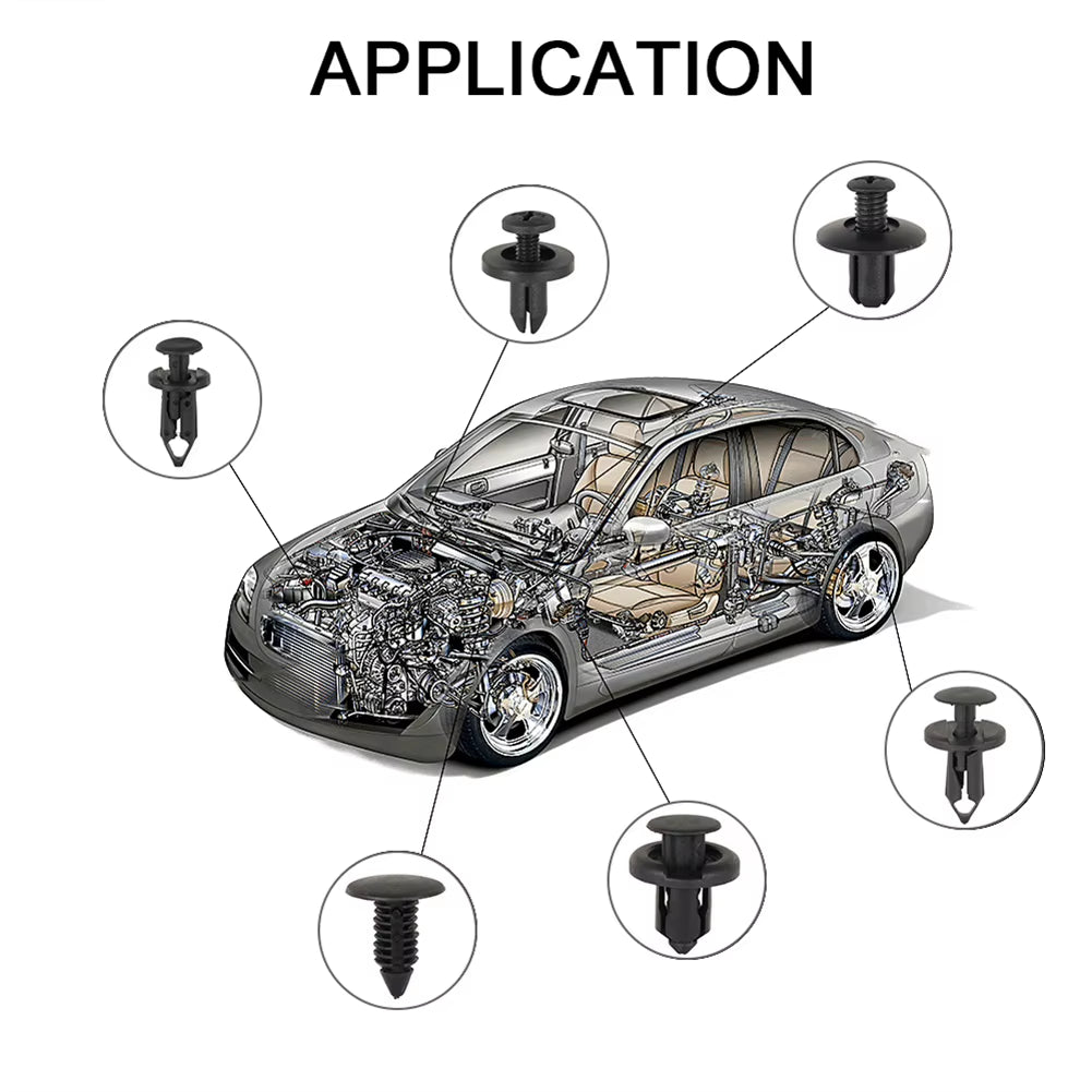 190Pcs Fastener Remover Kit 6 Size Bumper Retainer Clips Plastic Car Plastic Rivets Fasteners Door Trim Panel Fender Clips