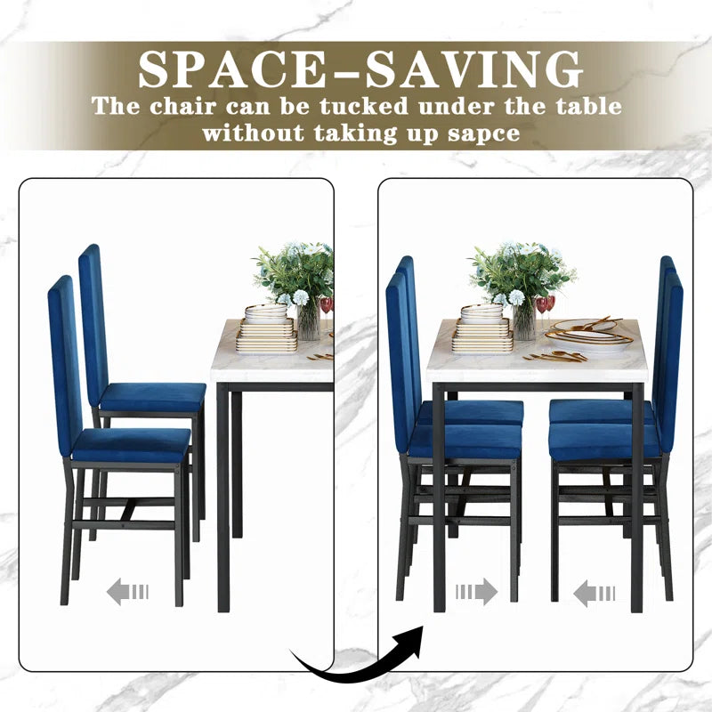 Janece 5 - Piece Dining Set with Velvet Upholstered Dining Chairs