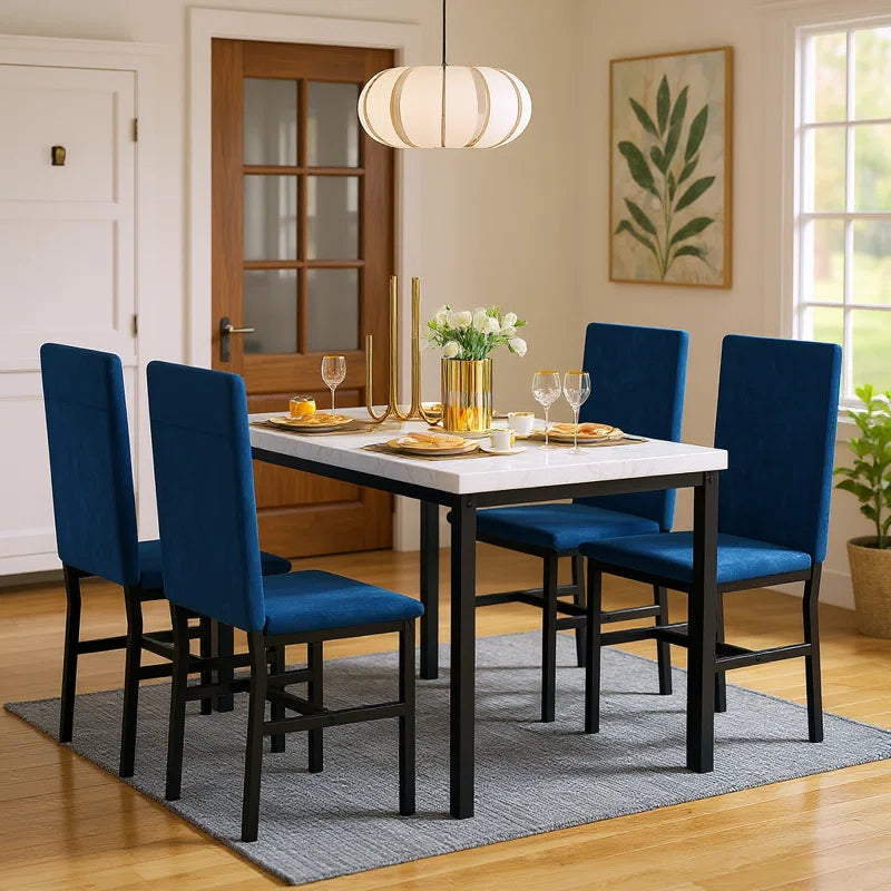 Janece 5 - Piece Dining Set with Velvet Upholstered Dining Chairs