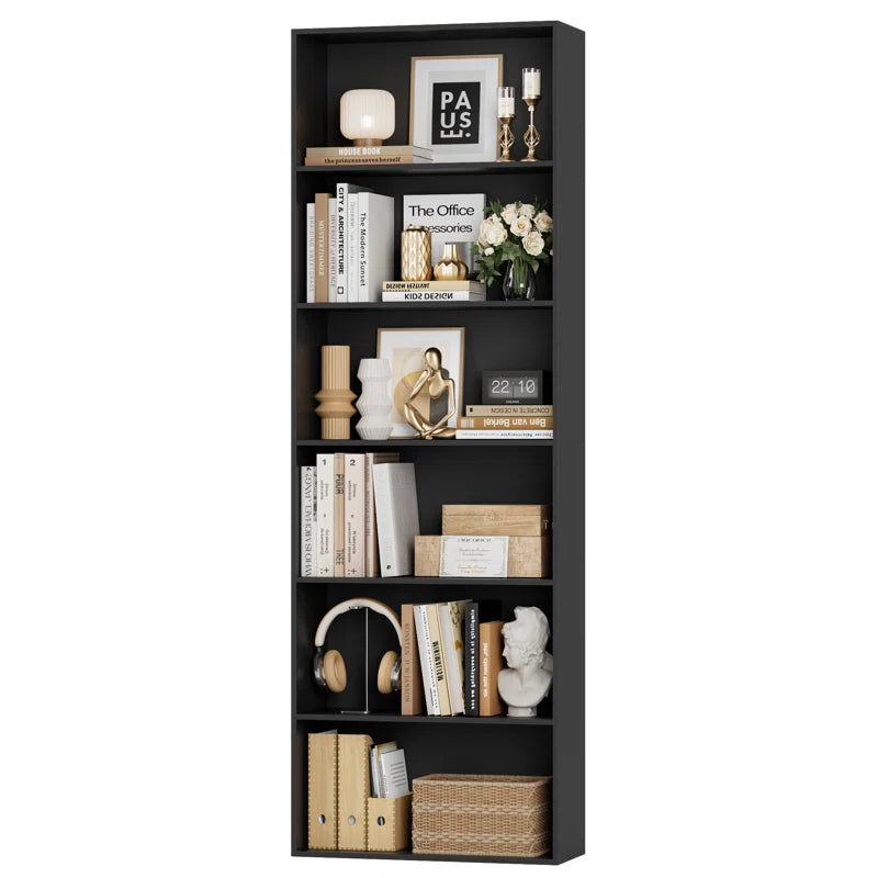 Langner 70.8" H X 23.6" W Standard Bookcase, 6-Tier Open Bookcase and Bookshelf, Freestanding Display Storage Shelves Tall Bookcase for Bedroom, Living Room and Office