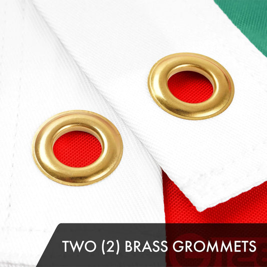 G128 Mexico Flag 5-Pack: 2x3 Ft Embroidered 300D Polyester with Brass Grommets